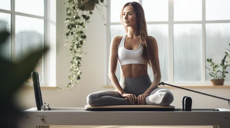 Mujer practicando pilates con máquinas en Alicante